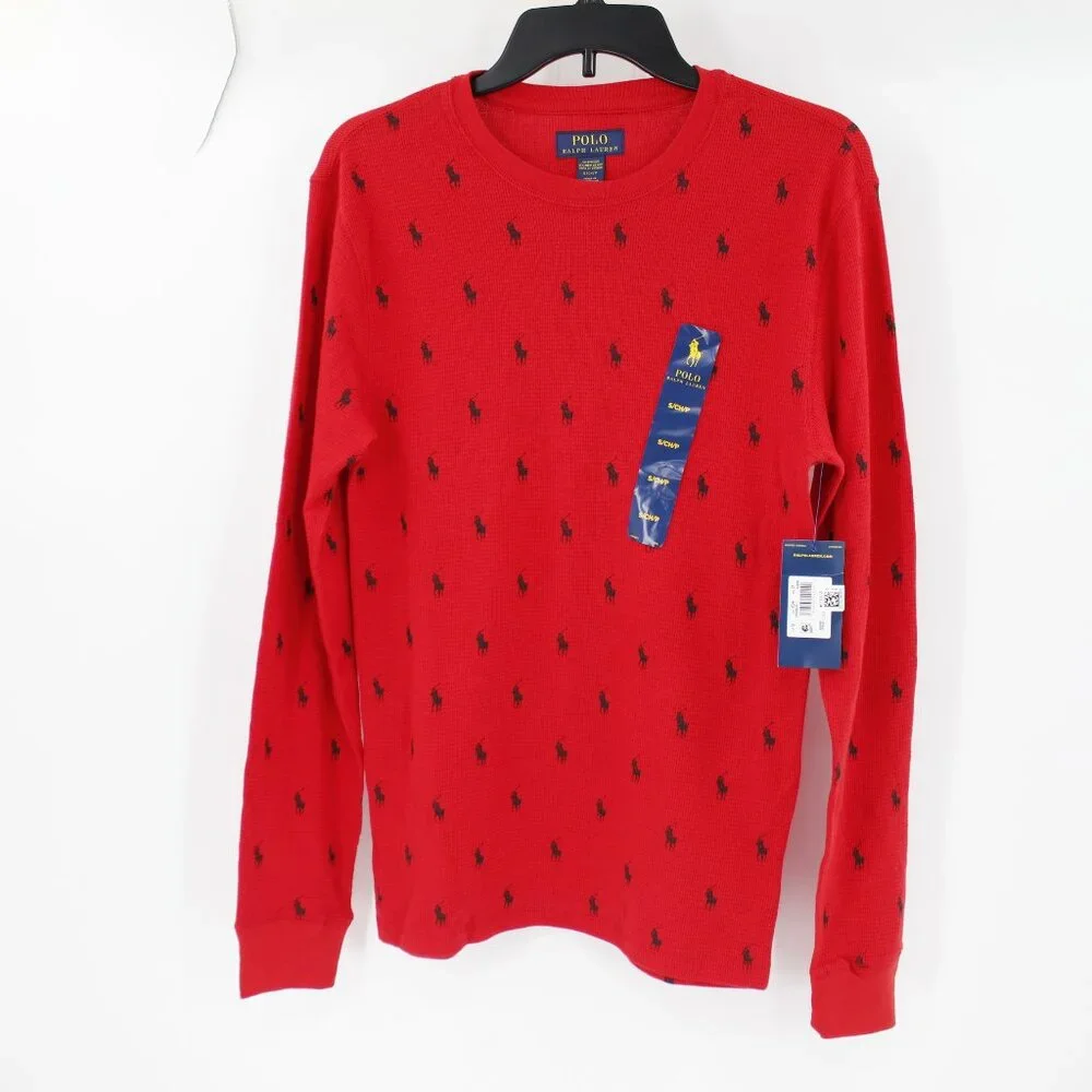 NWT Polo Ralph Lauren Sleepwear Mens Small Pony Thermal Waffle Knit Long Sleeve